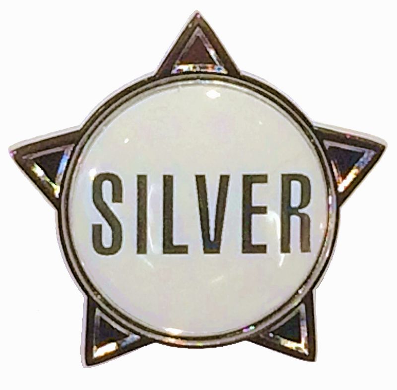 SILVER (text) star badge